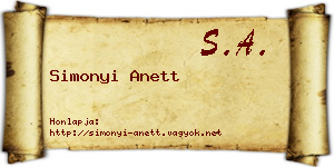 Simonyi Anett névjegykártya