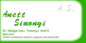 anett simonyi business card